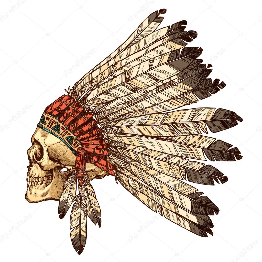 Headdress With Human Skull — Stock Vector © alexrockheart 88703118
