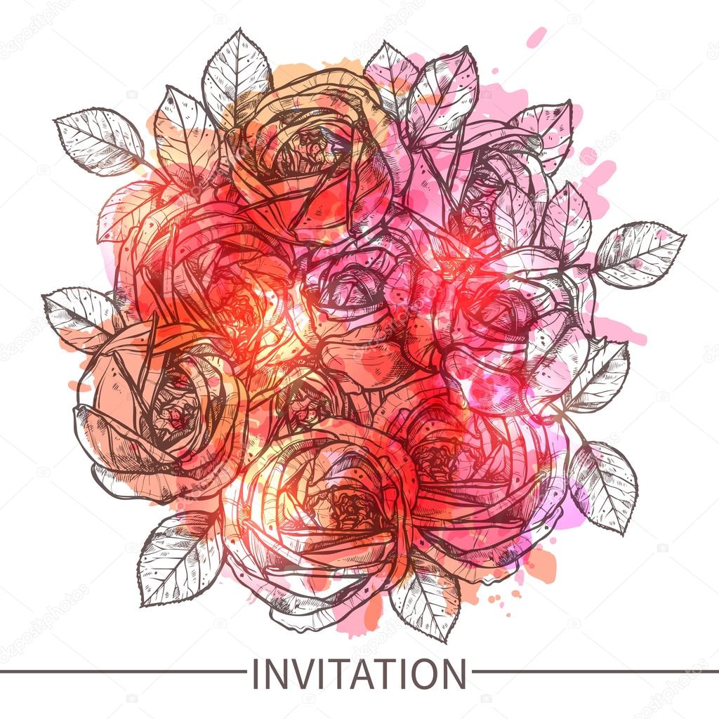 Flowers With Watercolor Effect — Stock Vector © alexrockheart 91855086