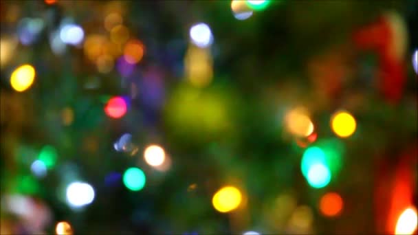 Blurred holiday background with light tree and window. — Stock Video