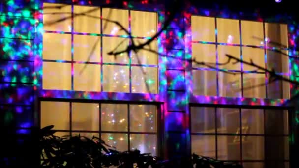 Різдвяне вікно, що показує людям прикраси . — стокове відео