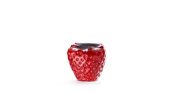  çilek ve çikolata şurubu tatlı beyaz arka