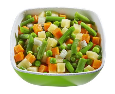 sebzeler, havuç, patates, soğan, doğranmış fasulye ve dilim