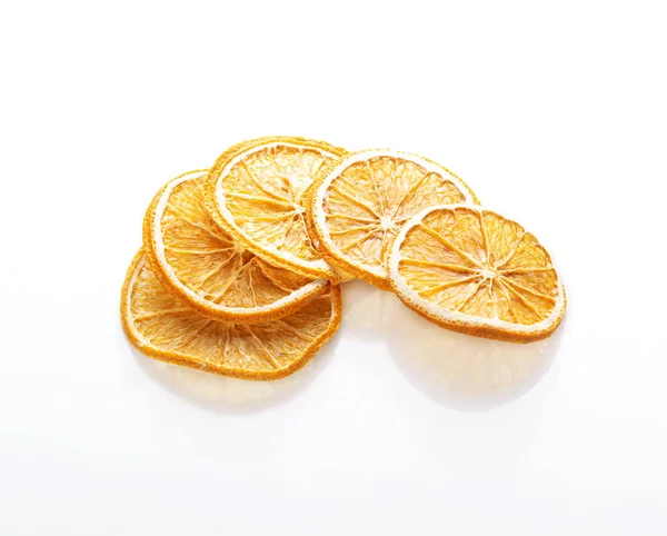 Slices Dried Orange Isolated White Background — Stock Photo, Image