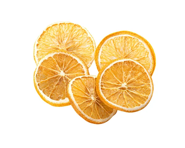 Slices Dried Orange Isolated White Background — Stock Photo, Image