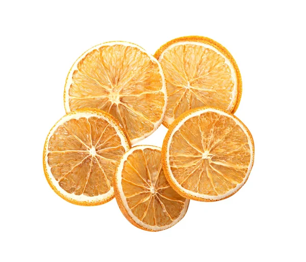 Slices Dried Orange Isolated White Background — Stock Photo, Image