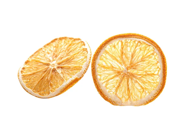 Slices Dried Orange Isolated White Background — Stock Photo, Image