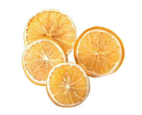 Rodajas Redondas Naranja Seca Aisladas Sobre Fondo Blanco —  Fotos de Stock