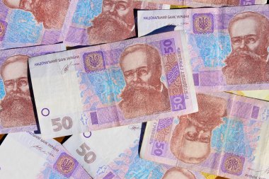 Arka plan: elli yaşlarında da Ukrayna para hryvnia nominal değerinin