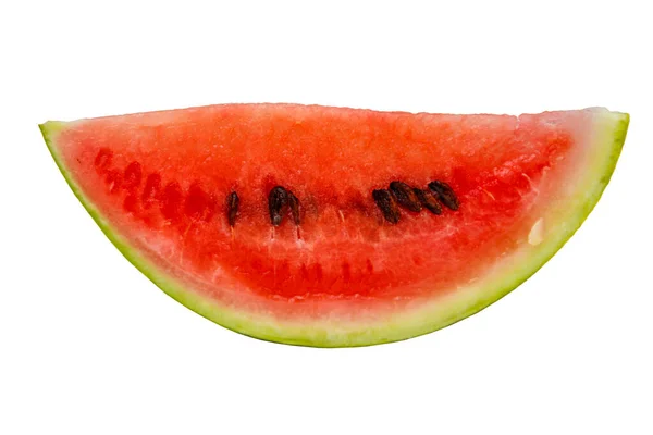 Scheibe Der Frischen Süßen Roten Wassermelone Isoliert Auf Weißem Hintergrund — Stockfoto