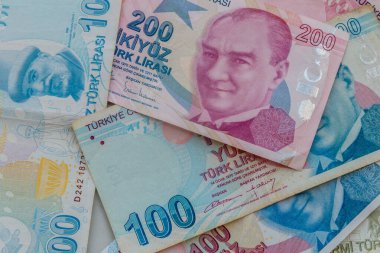 Farklı Türk lira banknotlarının arkaplanı