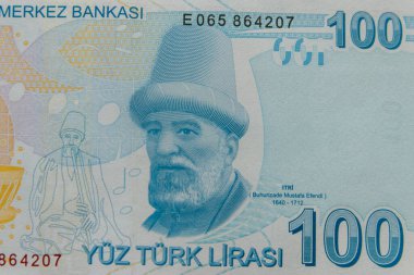 100 lira banknotun makro çekimi.