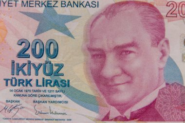 200 liralık Türk banknotunun makro çekimi.
