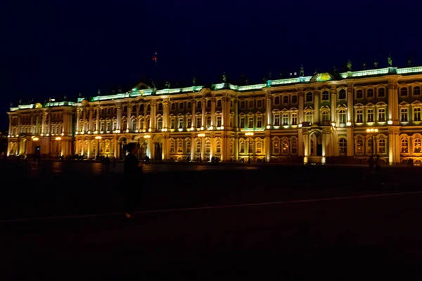 Vista Noturna Palácio Inverno Praça Palácio São Petersburgo Rússia — Fotografia de Stock