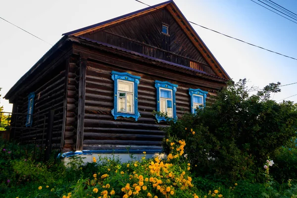 Old Wooden Log House Russian Village — Stock Photo, Image