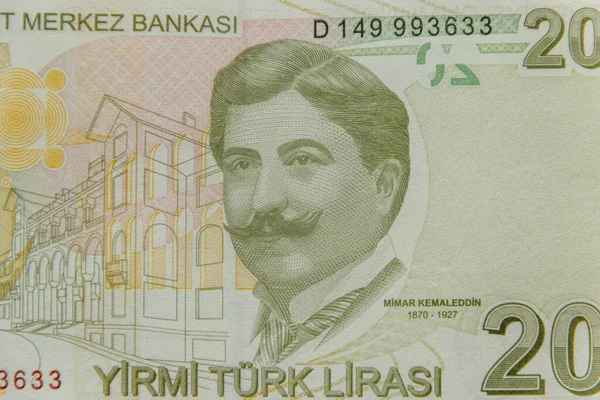 Macro Shot Twenty Turkish Lira Banknote — Stock Photo, Image