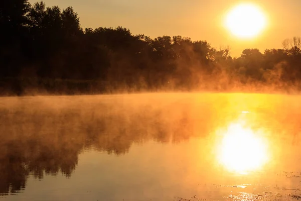 View River Mist Sunrise Fog River Morning — Stock Photo, Image