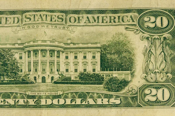 20美元钞票的宏观拍摄 — 图库照片