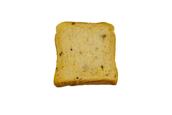 Φέτα Από Ψωμί Ελιάς Μπαχαρικά Που Απομονώνονται Λευκό Φόντο — Φωτογραφία Αρχείου