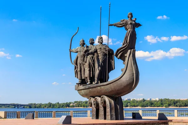 Monumento Aos Fundadores Kiev Dique Rio Dnieper Kiev Ucrânia — Fotografia de Stock