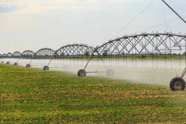 Large agricultural irrigation system in a field
