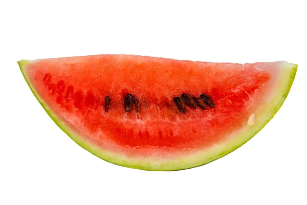 Scheibe Der Frischen Süßen Roten Wassermelone Isoliert Auf Weißem Hintergrund — Stockfoto