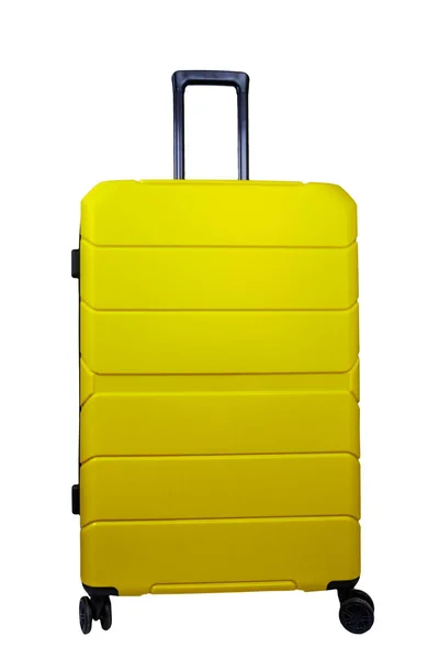 白い背景に隔離された黄色のスーツケース — ストック写真
