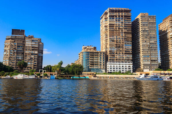 View of the Cairo city and Nile river in Egypt