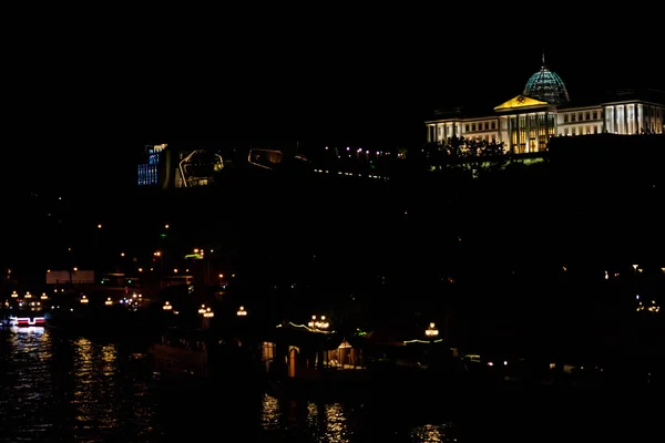 Night view on the Presidential Palace in Tbilisi, Georgia