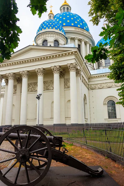 Καθεδρικός Ναός Trinity Παλιά Τουρκικά Κανόνια Μπροστά Αγία Πετρούπολη Ρωσία — Φωτογραφία Αρχείου