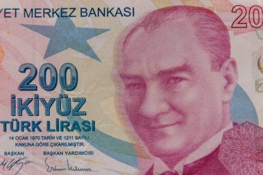 200 liralık Türk banknotunun makro çekimi.