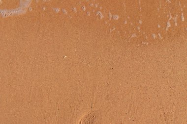 Kumlu sahilde yumuşak bir deniz dalgası