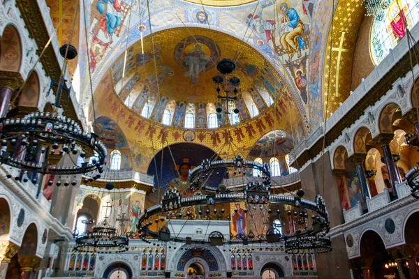 Intérieur Cathédrale Navale Orthodoxe Saint Nicolas Cronstadt Russie — Photo