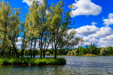 Puşkin, Rusya 'daki Tsarskoye Selo' daki Catherine parkında büyük gölet.