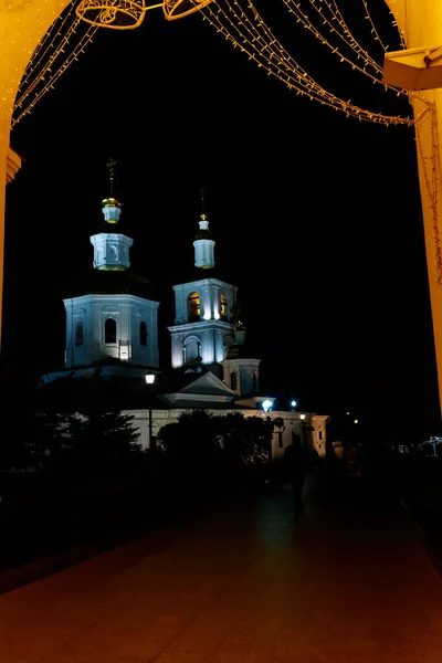 Kazan Church Holy Trinity Saint Seraphim Diveyevo Convent Night Diveyevo — Stock Photo, Image