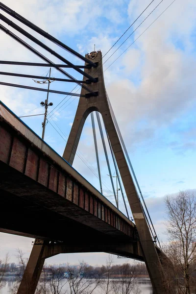 Pont Nord Pont Moscou Traversant Fleuve Dniepr Kiev Ukraine — Photo