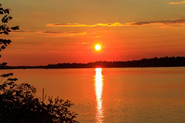 Vista Rio Dnieper Pôr Sol — Fotografia de Stock