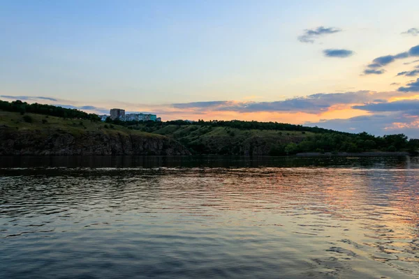 Άποψη Του Ποταμού Δνείπερου Ηλιοβασίλεμα — Φωτογραφία Αρχείου