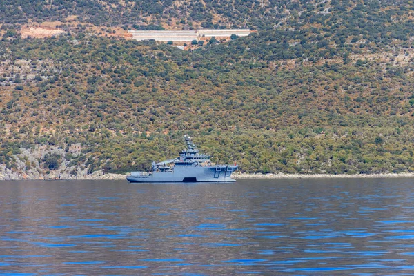土耳其海军军舰在地中海航行 保护土耳其的水界 — 图库照片