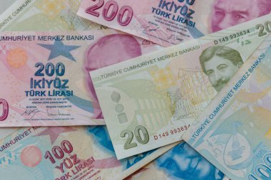 Farklı Türk lira banknotlarının arkaplanı