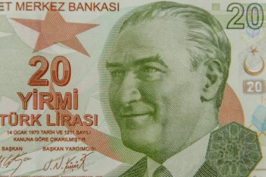 20 Türk lira banknotunun makro çekimi.