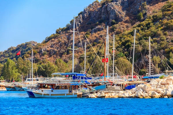 Port Tourist Boats Mediterranean Sea Coast Turkey — Stock Photo, Image