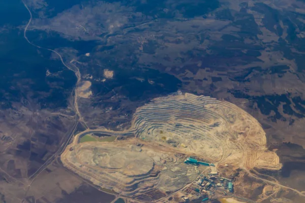 Vue Aérienne Carrière Mine Ciel Ouvert Vue Depuis Avion — Photo