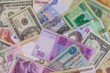 ABD dolarları, Rus rublesi, Beyaz Rusya rublesi, Mısır sterlini ve Ukrayna hrivniası