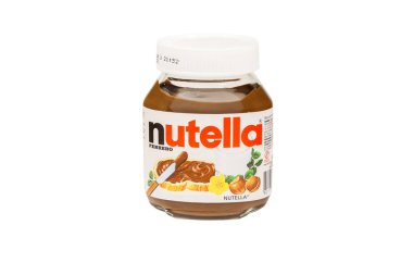 Kremenchug, Ukrayna - 6 Ekim 2019: İtalyan şirketi Ferrero 'nun çikolata fındık serpiştirme kavanozu