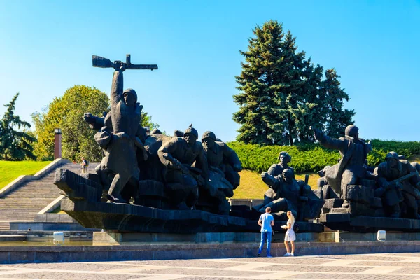 Kiev Oekraïne Augustus 2019 Monument Kruising Van Dnjepr Het Grondgebied — Stockfoto