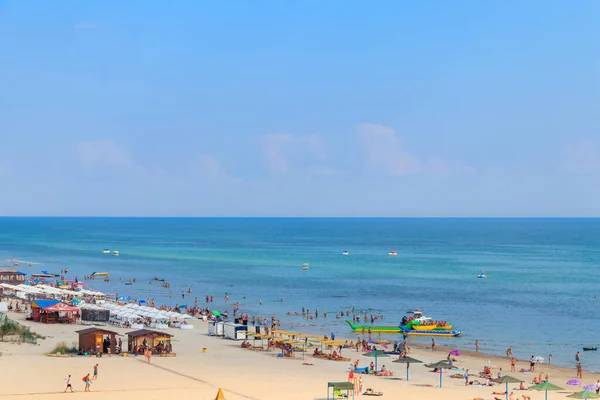 Lazurne Ucrânia Julho 2020 Vista Sobre Praia Mar Negro Lazurne — Fotografia de Stock