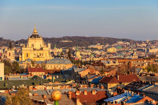 Повітряний Вид Собору Святого Георгія Старого Міста Львова Україні Lvov — стокове фото