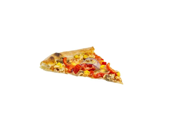 Skiva Pizza Isolerad Vit Bakgrund — Stockfoto