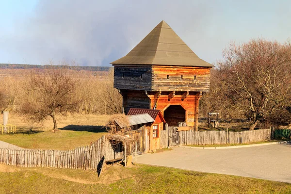 Old Wooden Watchtower Subotiv Village Ukraine — Stock Photo, Image