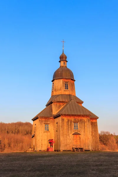 Деревянная Церковь Святого Николая Xviii Века Аутентичном Казачьем Хуторе Стецивка — стоковое фото
